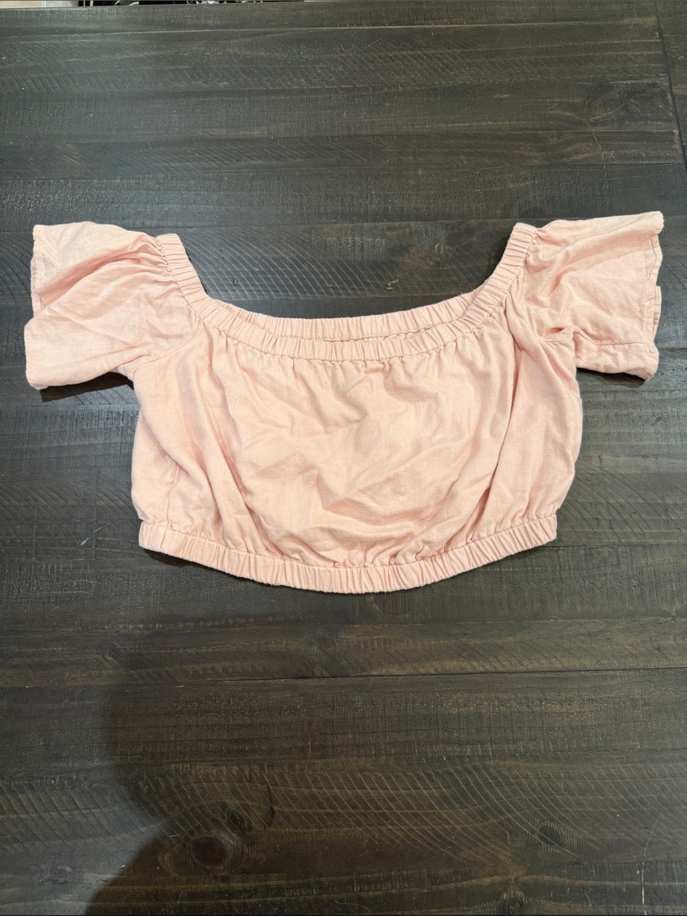 Abercrombie & Fitch Pink Off-the-Shoulder Crop Top with Elastic Hem Size Large